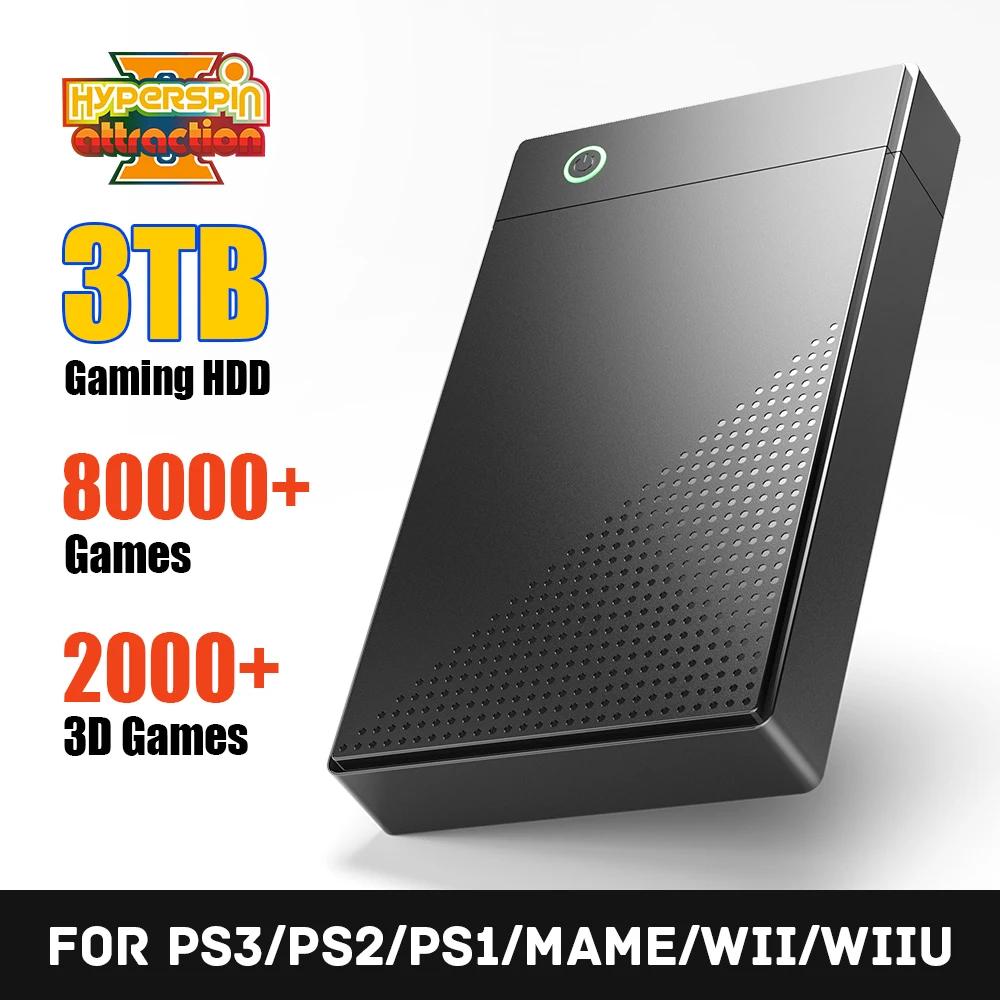 PS3/PS2/PS1/MAME/WII/WIIU 80000 ̻ Ʈ  Ե 3T Hyperspin  ϵ ̺ Windows 7/8/10/11 ޴ ӿ HDD